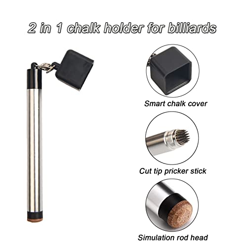 LAKE OF FIRE Pool Cue Chalk Holder – 2-in-1 Billiard Accessory with Pool Chalk Holder & Cue Tip Tool - color: Silver, style: Square