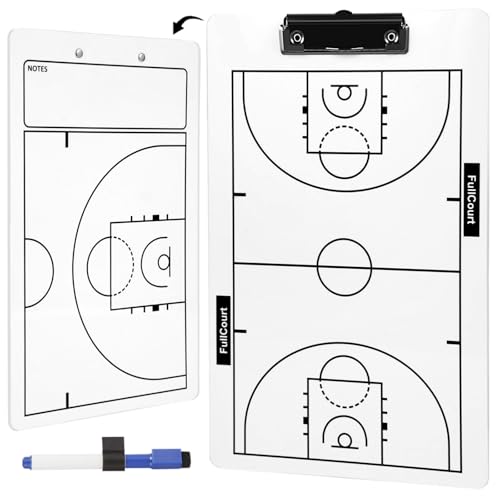 Double-Sided Basketball Coaching Clipboard & Dry Erase Whiteboard for Coaches | Built-in Marker Holder & Sturdy Pro Markers | Portable Durable Tactical Board for Court Training