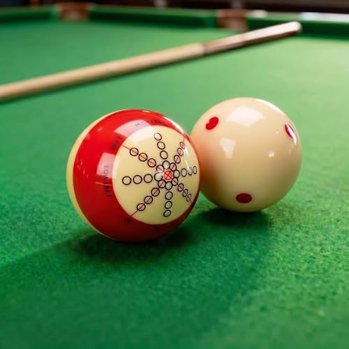 Billiard Training Cue Balls & 3-in-1 Cue Tip Tool Combo, 2-1/4" Regulation Red Dot & Dual-Sided Pool Balls, Billiard Accessories Kit for 8-Ball Game