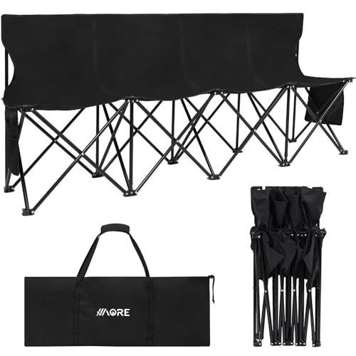 1MORE Soccer Bench - Portable Folding Team Bench, 4 Seats Foldable Sideline Benches, Soccer Chair with Bag & Backrest, Adult Team Chair for Football Camp Sport Events Outdoor Seating.Black - color: Black, style: With Backrest -4 seats