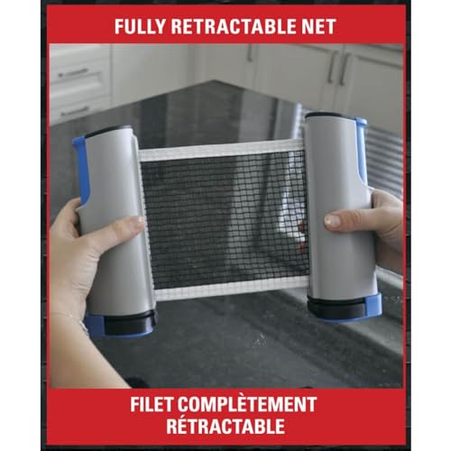 Play Anywhere Portable Table Tennis and Ping Pong Set, Includes Retractable Net, 2 Table Tennis Paddles, 3 Ping Pong Balls and Mesh Carry Bag, Play It Anywhere 2 Player Table Tennis Set