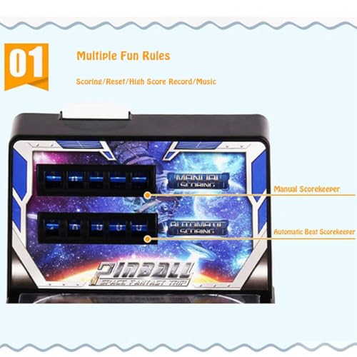 Retro Arcade Pinball Machine - Portable Tabletop Game with Sounds, Lights and Auto Scoreboard, Fun for All Ages, Birthday Party Gift, Desk Toy