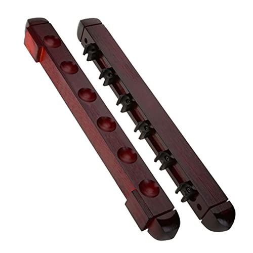 Keenso Pool Cue Rack, Billiard Cue Rack, Wood Wall Mounted, 6 Cues Pool Cue Stick Holder with 4 Screw & Expansion Plug for Pool Bars, Billiard Rooms, Homes, Clubs, and Casinos