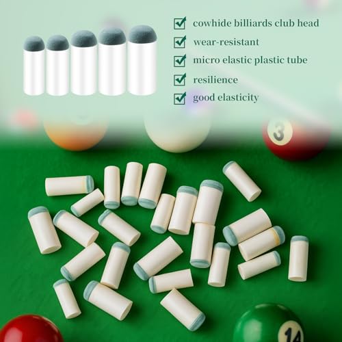 25PCS Slip On Pool Cue Tips 9-13mm Billiard Queue Stick Replacement Kit