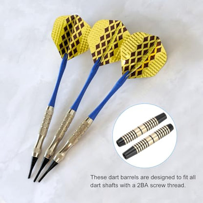 PATIKIL 16 Grams Dart Replacements Barrel, 6Pcs Copper Dart Replace Barrel Accessories for Soft and Steel Dart Tips, Black Gold