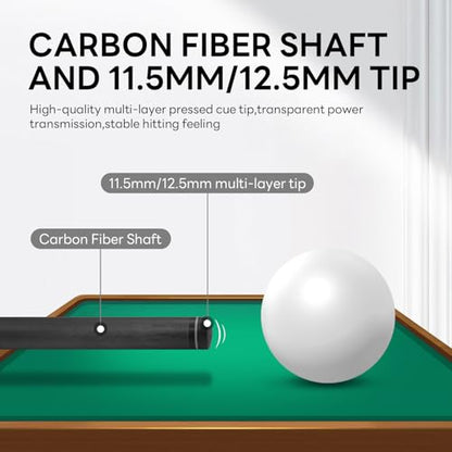 Carbon Fiber Pool Cue 58" 2-Piece Cue Stick Professional Cue Carbon Technology Low Deflection Billiard Cues（Weight can be Adjusted） - color: Black Whirlwind, size: 12.5mm