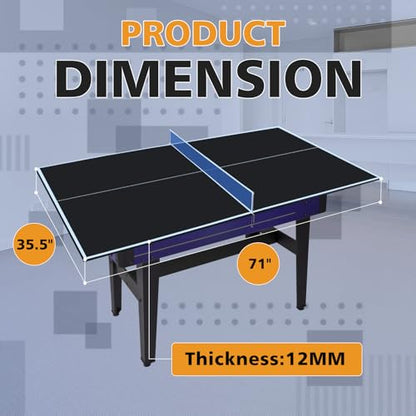 6/7/8/9Ft Mid-Size Ping Pong Conversion Top, Foldable Table Tennis Table Top with Net for Home Office - color: BLACK, size: 6*3 FT
