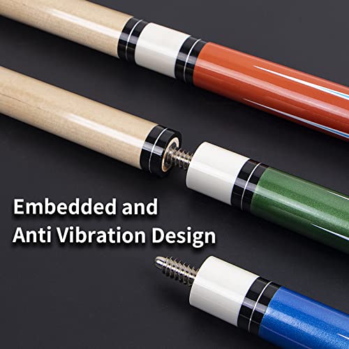 Horse Pool Stick Set of 4, 58 Inch 18-21 oz Pool Cues Sticks Set, Canadian Maple Wood, Leather Wrap Handle, with Chalk, Gloves, Billiards Pools Accessories for Adults, Professional Players, Bar, Home