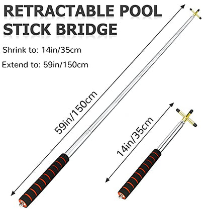 Skylety Pool Cue Snooker Stick Pool Table Accessories Retractable Billiards Cue Rest with Removable Brass Bridge Head - style: Cross Bridge Head