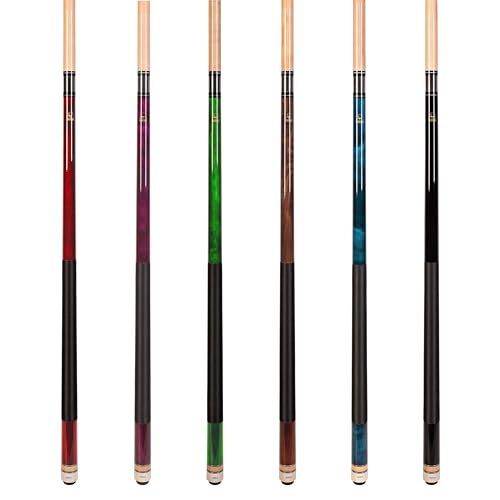 Set of Aska L2 Billiard Pool Cue Sticks, 58" Hard Rock Canadian Maple, 5/16x18 Joint, 13mm Hard Tip, Mixed Weights - style: Set of 6 Sticks