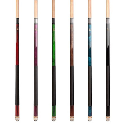 Set of Aska L2 Billiard Pool Cue Sticks, 58" Hard Rock Canadian Maple, 5/16x18 Joint, 13mm Hard Tip, Mixed Weights - style: Set of 6 Sticks