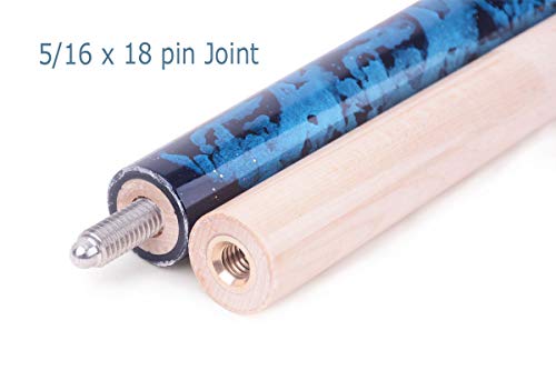 58 inch Hand-Painted Series 2-Piece Billiard Pool Cue Stick with Irish Linen Wrap - color: Blue, size: 20oz