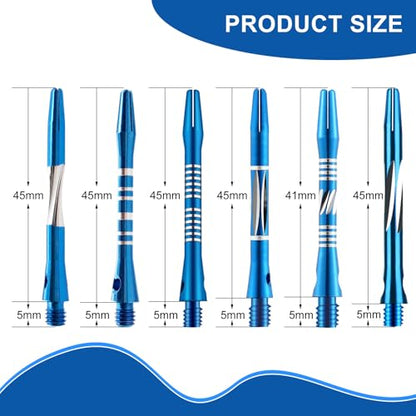 24/18Pcs Dart Flights and Stems Sets Durable Metal Stems, Colourful Dart Flights and Stems Combination, Aluminium 2BA Threaded Dart Fittings (Multi-Size Set) - color: blue