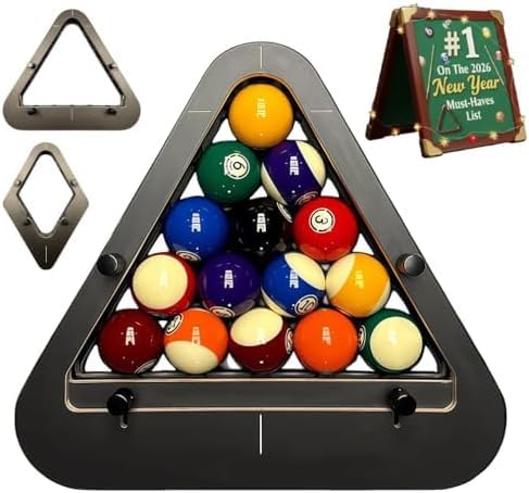 Heavy Duty Solid Wood Billiard Rack - Professional Triangle/Diamond Pool Ball Racks for 8-Ball & 9-Ball, Eliminates Gaps, Essential Billiards Accessory 8-Ball - color: 8-ball