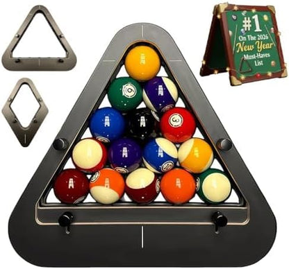 Heavy Duty Solid Wood Billiard Rack - Professional Triangle/Diamond Pool Ball Racks for 8-Ball & 9-Ball, Eliminates Gaps, Essential Billiards Accessory 8-Ball - color: 8-ball