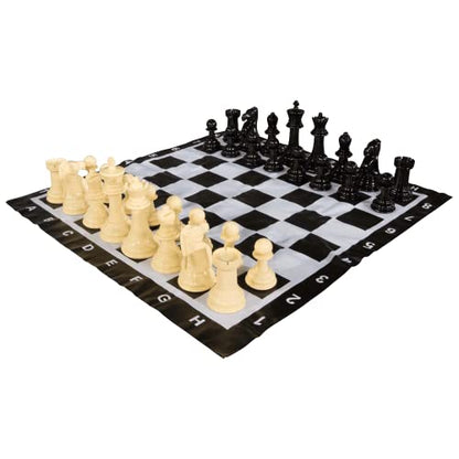 MegaChess Large Chess Set 8-inch King with Large Checkers Set and Giant Vinyl Chess Mat