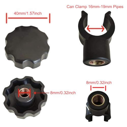 4 Set Collapsible Wagon Cart Star Knobs Replacement 8mm Female Threaded Knob Nuts Tightening Screw with Folding Utility Wagon Table Top Bracket Clips for Collapsible Wagons Carts with Wheels
