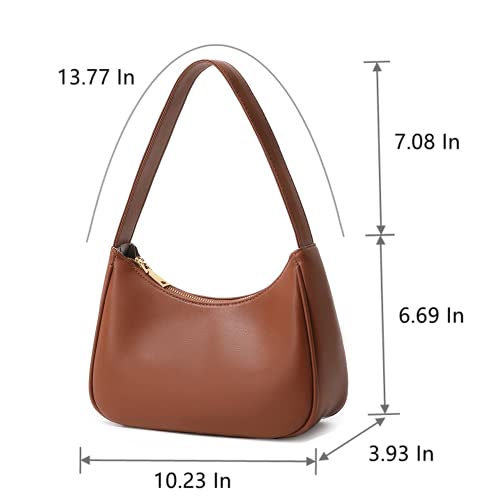 CYHTWSDJ Shoulder Bags for Women, Cute Hobo Tote Handbag Mini Clutch Purse with Zipper Closure - color: Brown