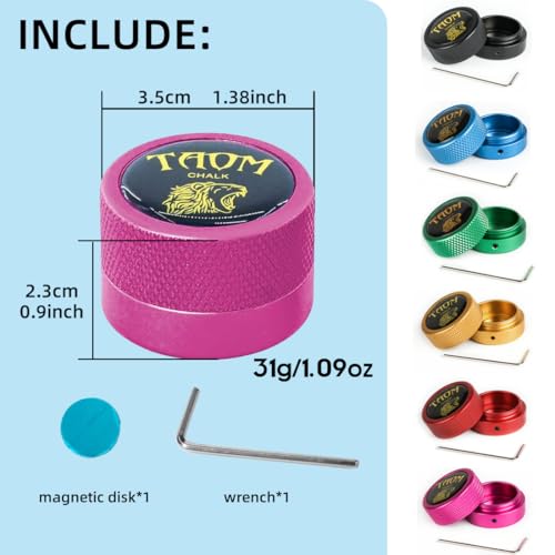 TAOM Pool Chalk Holder Round Shaped Practical Tool Billiards Accessories Magnetic Mini Chalk Tip Case Container Round Box Billiards - color: 1-Pink holder