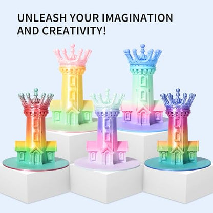 RAMBERY Matte Rainbow 3D Printer Filament Matte PLA Filament Multi-Color Change 3D Printing Filament, 1.75mm 1kg(2.2lb), Lollipop Blue Purple Pink Yellow Green - color: B-matte Rainbow Lollipop, size: 1kg