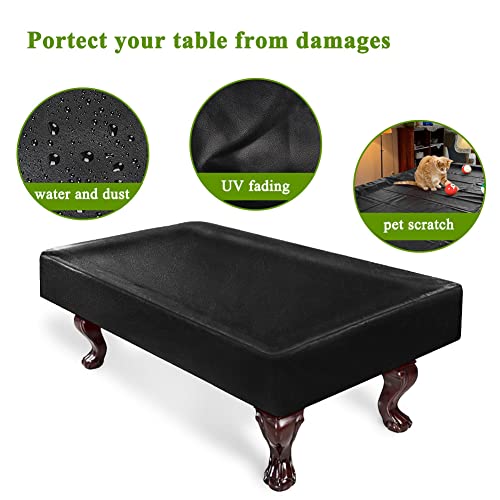 iCOVER Outdoor Pool Table Cover Waterproof Heavy Duty Leatherette Covers for Billiard Tables 8 Feet Black - color: Black 8ft