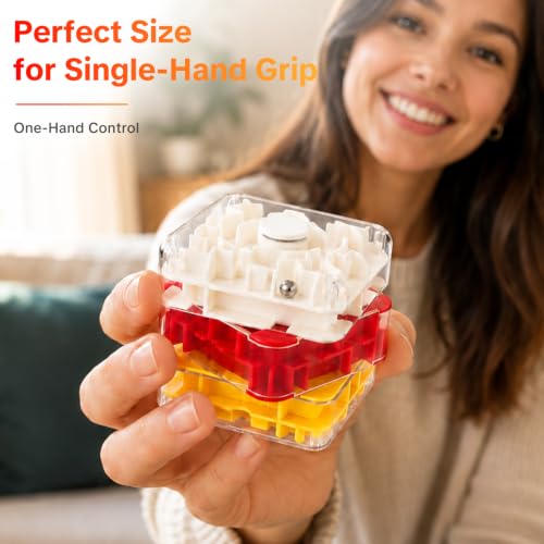 3D Maze Cube Rotating Puzzle Toy for Kids & Adults Spatial Logic Game | 3-Layer Rotating Maze, Non-Toxic Plastic, Pocket-Sized Travel Toy, Hand-Eye Coordination, Stress Relief Desk Gadget