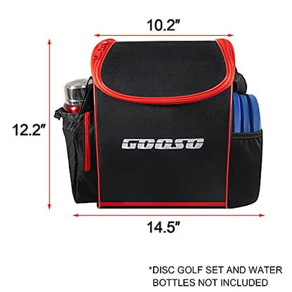 12 PCS Disc Golf Set with Bag Portable Disc Golf Backpack Holds 28+ Discs | Disc Golf Discs for Beginner with Putter, Midrange, Driver Free Stand Bag Design for Convenient Use - color: Red
