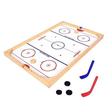 GoSports Hockey Ice Pucky Wooden Table Top Hockey Game for Kids & Adults - Includes 1 Game Board, 2 Hockey Sticks & 3 Pucks
