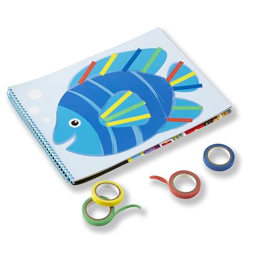 Melissa & Doug Tape Activity Book for Kids with 4 Easy-Tear Tape Rolls (Blue, Green, Red, Yellow) & 20 Reusable Scenes on Spiral-Bound Sheets, Road Travel Toys for Kids Ages 4+, 0.45 inch (Pack of 2) - size: 0.45 inch (Pack of 2)