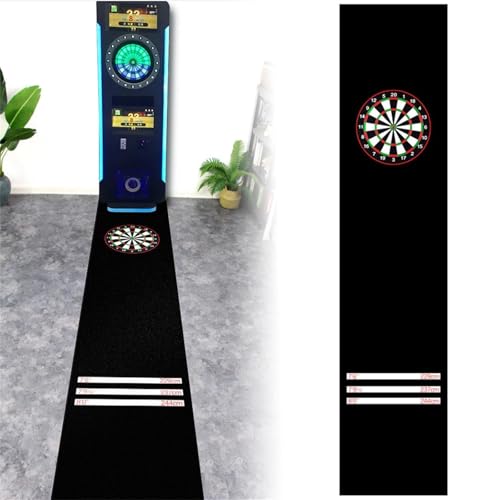 Rubber Darts Board Mat, Non Slip Dart Carpet with Throwing Lines, Professional Dart Floor Mat Soundproof Floor Protector for Dart Game(Black)