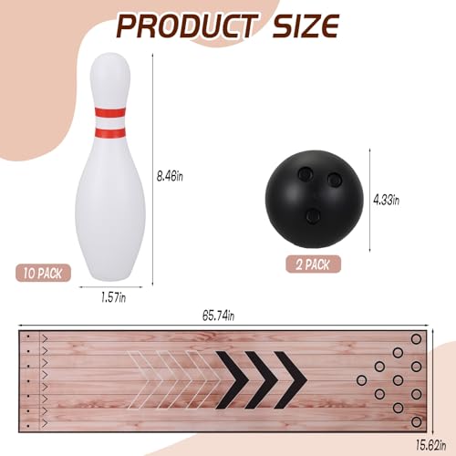 Mini Bowling Set, Bowling Alley Set with Thicken Lane, Indoor & Outdoor Home Bowling Set, Bowling Pins Ball Set, Full Bowling Alley Set for Family & Friends, Diatomite & Rubber Material Lane (Thick)