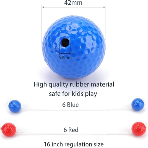 Cedilis 12 Pair Ladder Balls Replacement for Toss Match Golf Game Set Ladder Ball Bolas, Made from Real Golf Ball (6 Red + 6 Blue)