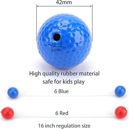 Cedilis 12 Pair Ladder Balls Replacement for Toss Match Golf Game Set Ladder Ball Bolas, Made from Real Golf Ball (6 Red + 6 Blue)