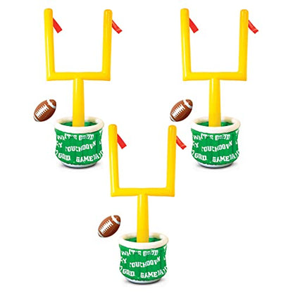 Beistle 3 Piece Novelty Inflatable Goal Post Drink Coolers with Football Decorations Game Day Party Beverage Holders, 74" x 28", Green/Yellow/White/Brown/Orange - style: Goal Post Cooler w/Football - 3 Piece