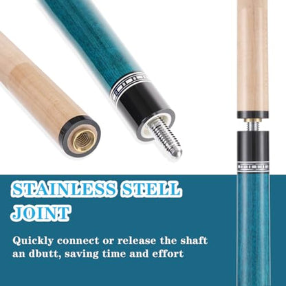 Canadian Maple Pool Cue Stick Set, 58 inch 18oz 19oz 20oz 21oz Billiard House Bar Pool Stick, 12.5mm Tip Billiard Cue for Beginner, Commercial and Home Entertainment - color: 12.5mm Green with case