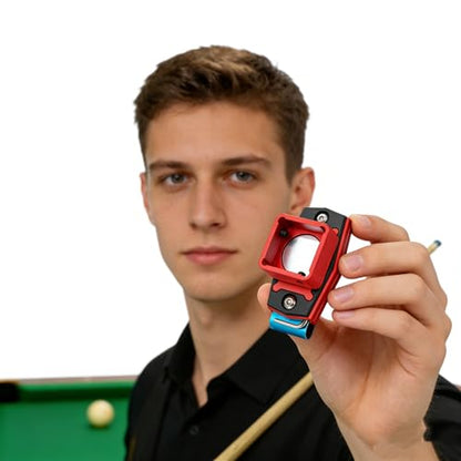 Magnetic Billiard Chalk Holder with 3 Finger Billiard Glove, Aluminum Alloy Pool Cue Chalk Case, Strong Magnet, Portable Billiards Accessories for Pool Cue Players,Square Charlk Box - color: Red