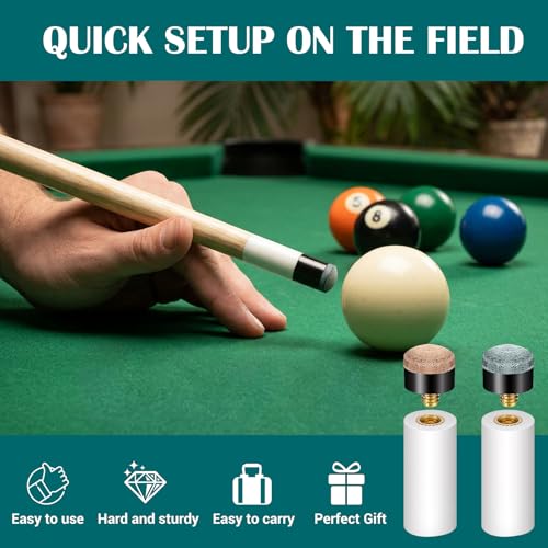 12 PCS Pool Cue Stick Tips, Screw On Replacement Kit, 13mm Blue & Brown Leather Cue Tips with White Ferrules, No Glue No Clamp Needed, Billiard Cues Stick Repair Accessories for Pool Snooker Cues