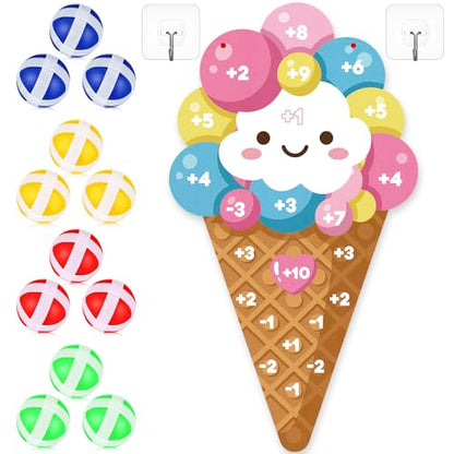 Seenelling Ice Cream Party Game 26 x 14 Ice Cream Dart Board with 12 Sticky Balls Toys Summer Games Two Sweet Birthday Decorations Three Scoops of Fun Birthday Decor Party Favors - size: 26 x 14", style: Ice Cream