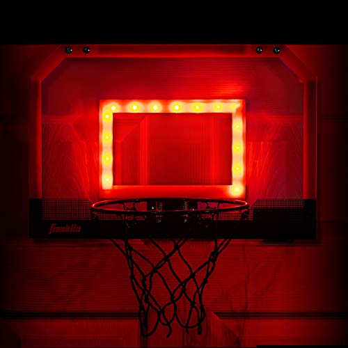 Franklin Sports Over The Door Indoor LED Basketball Hoops-Steel Rim Mini Basket-Includes Ball and Pump-Light Up Backboard - style: Red Light Up