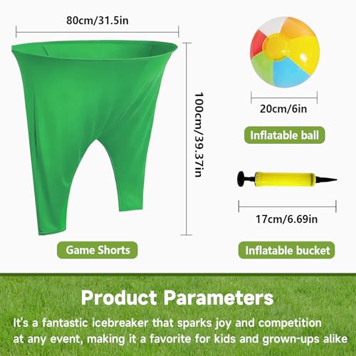 Granny Pants Yard Game, Granny Pants Outdoor Party Game Granny Pants Outdoor Game with Bouncy Balls and Pump Fun Family Reunion & Adult Yard Games for Groups - color: 4 Green+red+Blue+Yellow