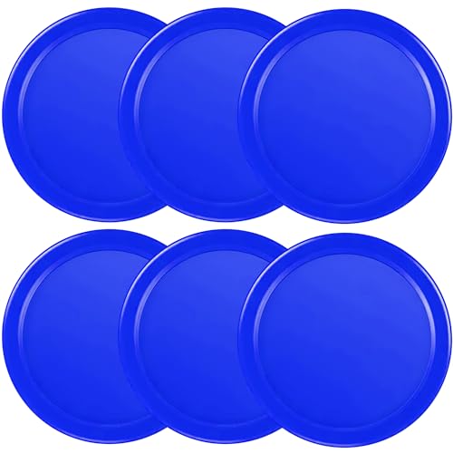 Coopay 3 1/4 Inches Air Hockey Pucks 6 Pack Full Size Heavy Replacement Pucks for Game Tables Equipment Accessories - color: Blue