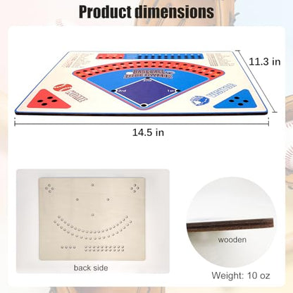 Baseball Board Game, Solid Oak Wooden Baseball Dice Table Game with 20mm Thick Board, Red & Blue Design, Complete Set for Family Party, Game Night, Holiday and Travel