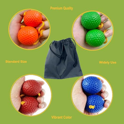 12 Pack Ladder Balls Ladder Toss Balls Ladder Ball Replacement Balls with Storage Bag for Toss Match (red Blue Orange Green)