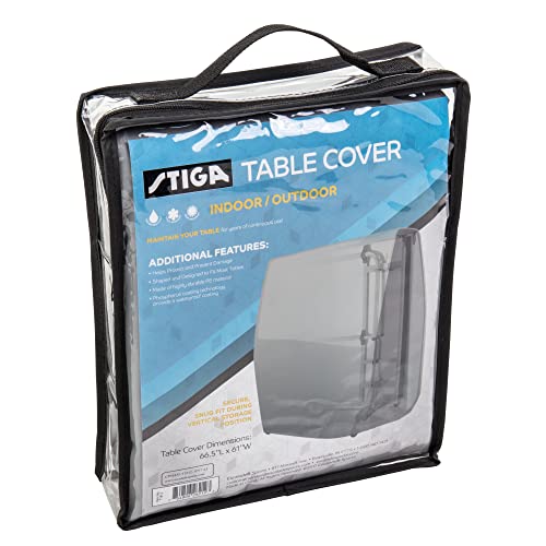 STIGA Universal Ping Pong Table Cover- Outdoor/Indoor - Premium All-Weather Resistant, Rust Resistant, UV Protection – Elastic Fit on 9’ x 5’ Regulation-Sized Table Tennis Tables in Upright Position