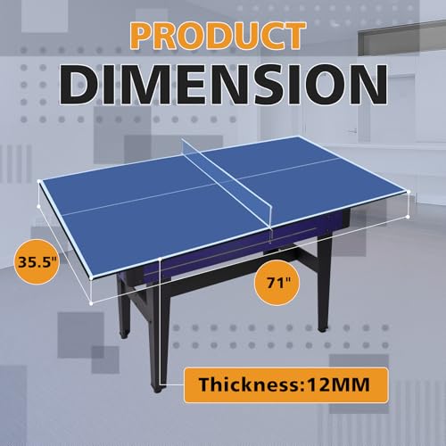 6×3FT Blue Mid-Size Ping Pong Conversion Top Foldable & Portable Table Tennis Table Top for Indoor Games