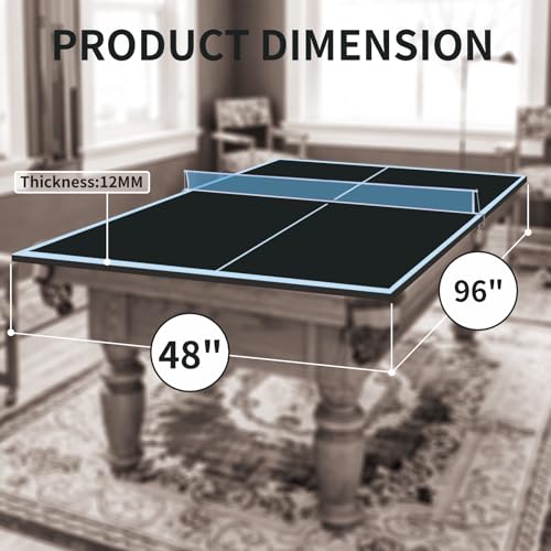 7/8/9ft Mid-Size Ping Pong Conversion Top with Net Set for Billiard and Pool Tables - Regulation Top Converts Billiards into Ping Pong Table Blue/Green/Black - color: blakc, size: 8 FT