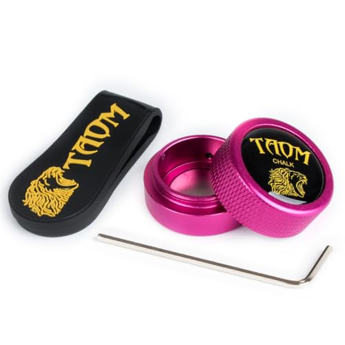 TAOM Pool Chalk Holder Round Shaped Practical Tool Billiards Accessories Magnetic Mini Chalk Tip Case Container Round Box Billiards - color: 2-Pink with Silicone Clip