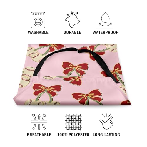 Castle Fairy Cartoon Baseball Kitchen Apron,Bow Knots Waterproof Apron - color: Khaki Pink Red