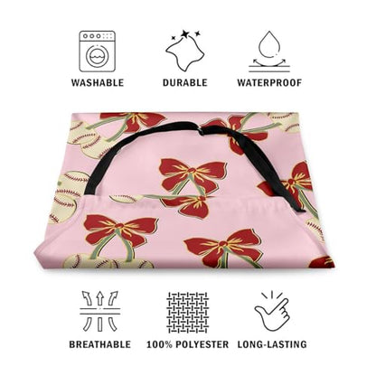 Castle Fairy Cartoon Baseball Kitchen Apron,Bow Knots Waterproof Apron - color: Khaki Pink Red