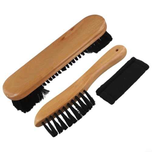 Pool Table Brush Set, Wood Bristle Cleaning Tool with Cloth, Sweeps Dust and Chalk for Billiard Table Maintenance
